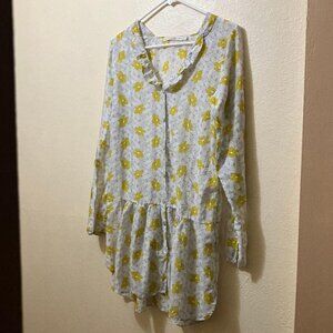 Anthropologie Acote Women's Floral Peplum Hem Silk Blend Tunic Blouse Size 0
